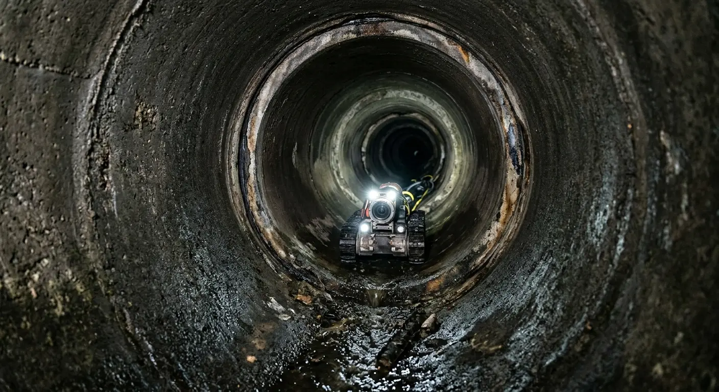 Robotic sewer camera inspecting pipe interior for Sewer Line Repair in Asheboro